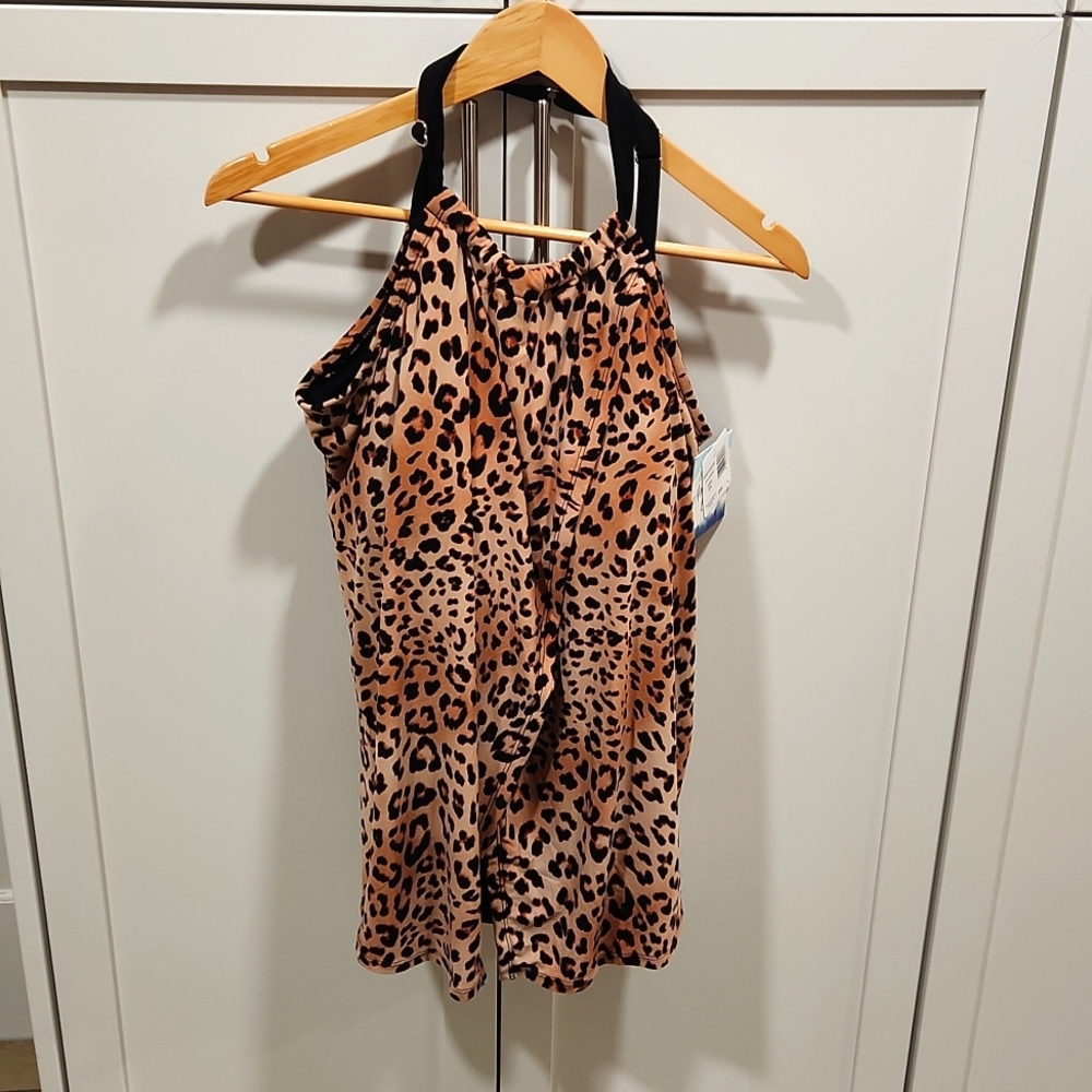 Women's Leopard Print Swim Tankini Top